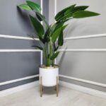 Menekşe Saksı - Beyaz & Eskitme