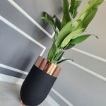 Darbuka Büyük Saksı 60 cm - Pütürlü Siyah & Rose