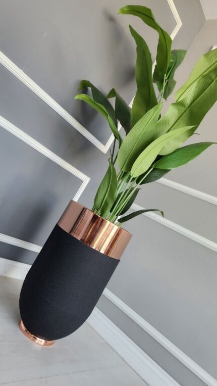 Darbuka Büyük Saksı 60 cm - Pütürlü Siyah & Rose