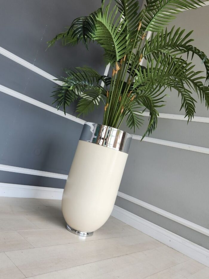 Darbuka Büyük Saksı 70 cm - Krem & Gümüş - Görsel 4