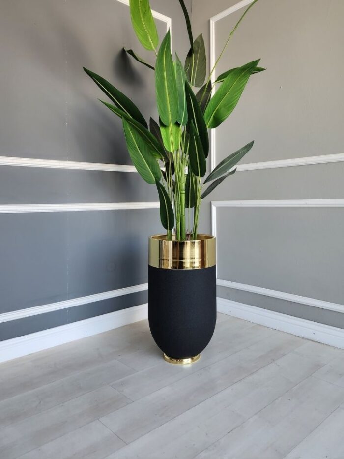 Darbuka Büyük Saksı 60 cm - Pütürlü Siyah & Gold - Görsel 5