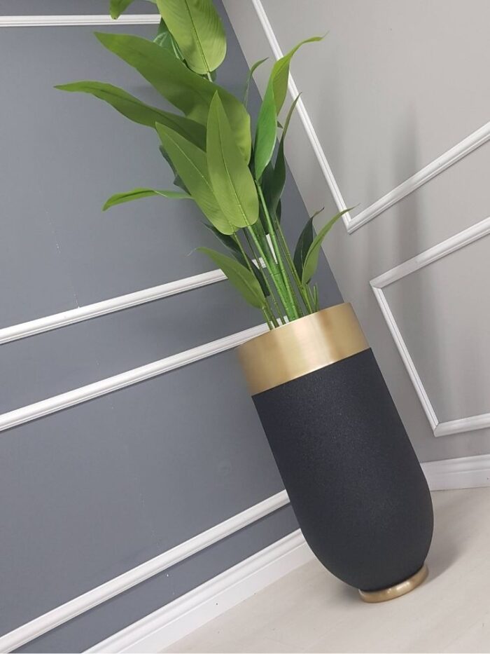 Darbuka Büyük Saksı 70 cm - Pütürlü Siyah & Eskitme - Görsel 5