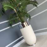 Darbuka Büyük Saksı 70 cm - Krem & Gümüş