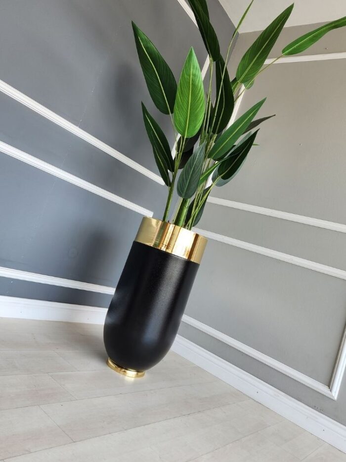 Darbuka Büyük Saksı 70 cm - Siyah & Gold - Görsel 6
