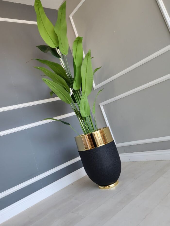 Darbuka Büyük Saksı - 50 cm - Pütürlü Siyah & Gold - Görsel 7