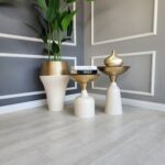 Lotus Yan Sehpa İkili Takım - Krem & Eskitme