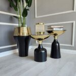 Lotus Yan Sehpa İkili Takım - Siyah & Gold