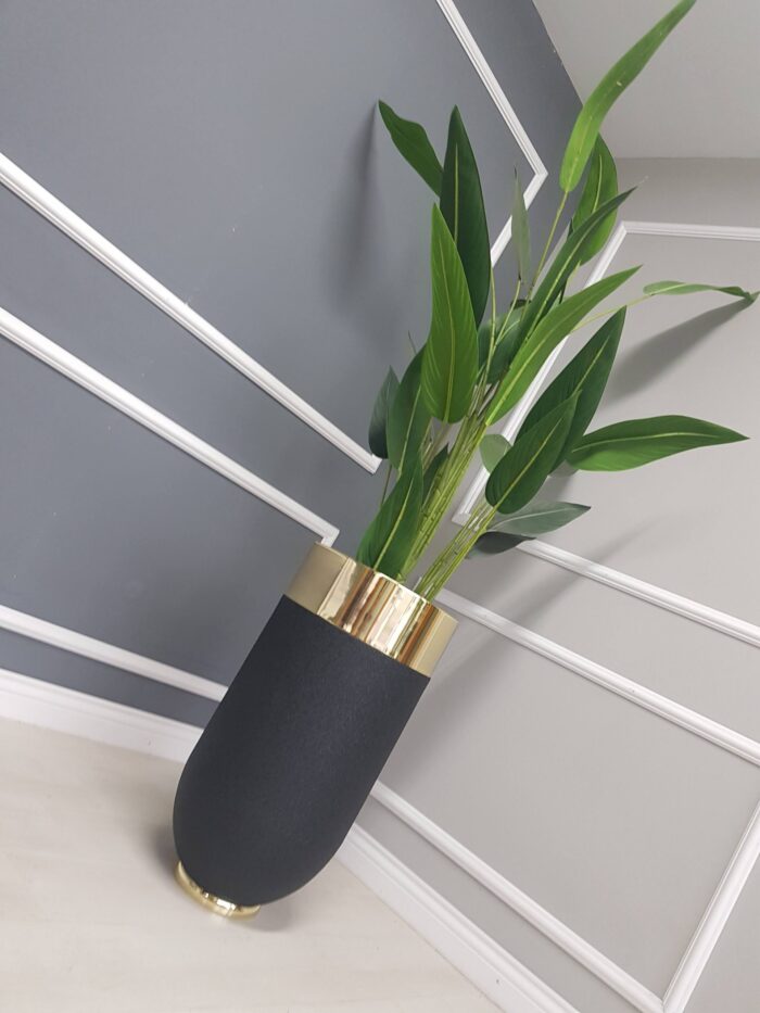 Darbuka Büyük Saksı 70 cm - Pütürlü Siyah & Gold - Görsel 5