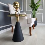 Paris Yan Sehpa Tekli - Pütürlü Siyah & Gold